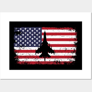 US Flag Airplane Patriotic American Pilot Posters and Art